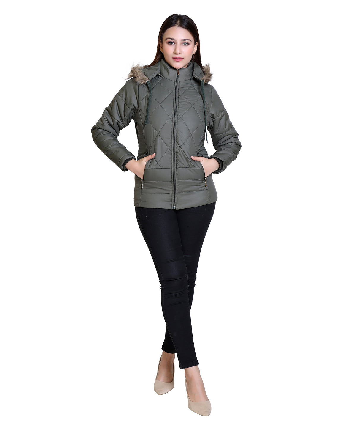 MR.JAWAN Women's Olive Jacket front view