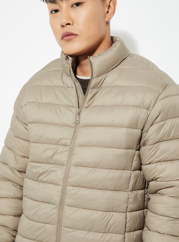 MR.JAWAN Men's Beige Packable Puffer Jacket front view