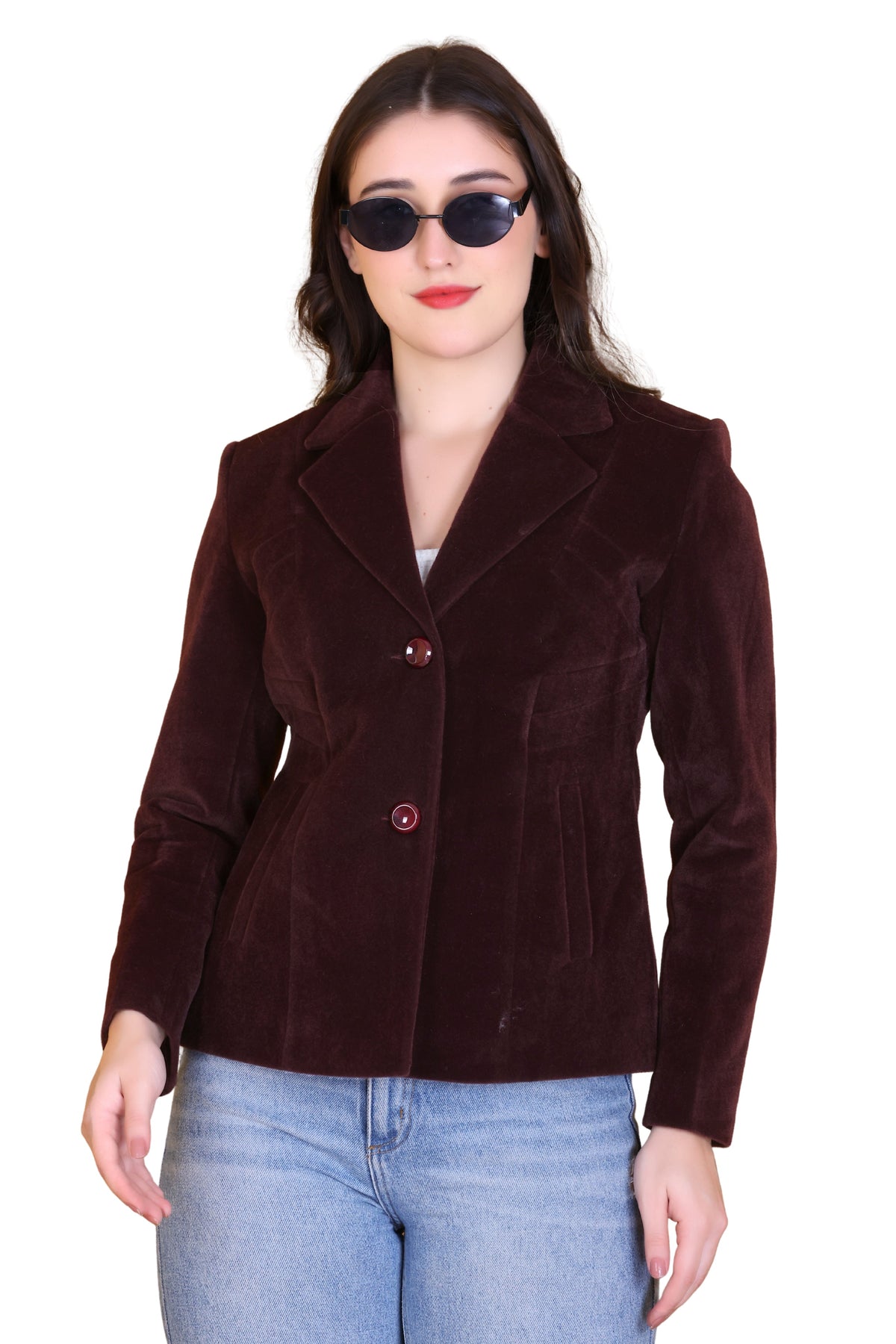MR.JAWAN Women's Short Wine Coat front view