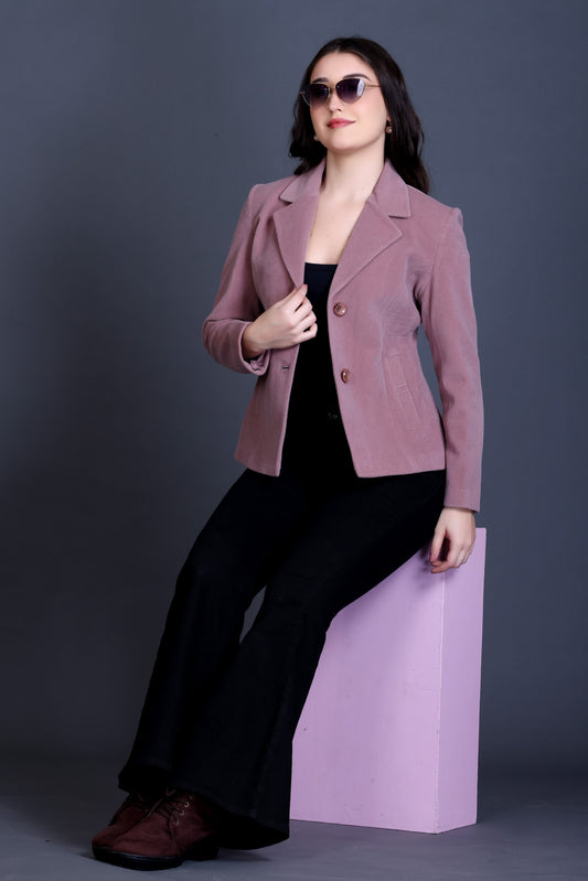 MR.JAWAN Women's Short Mauve Coat front view