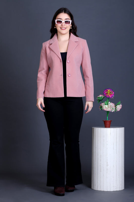 MR.JAWAN Women's Short Pink Coat front view