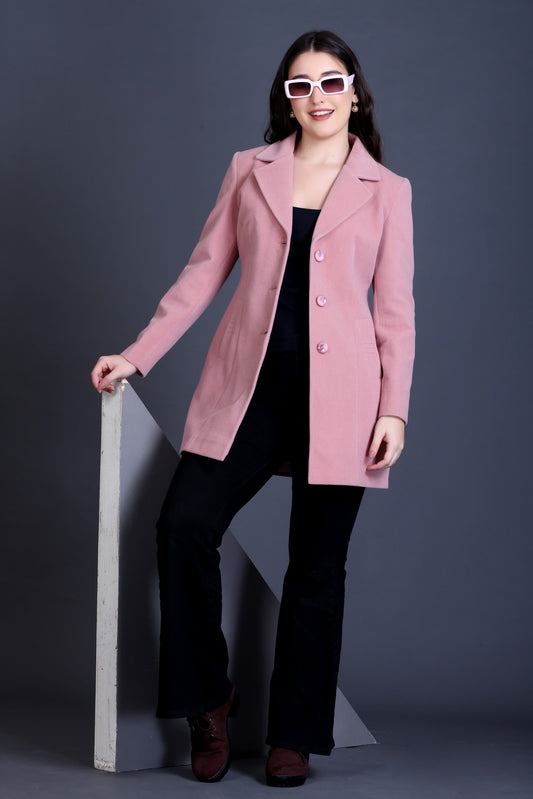MR.JAWAN Women's Medium Pink Coat front view