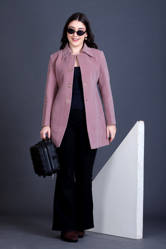 MR.JAWAN Women's Medium Mauve Coat front view