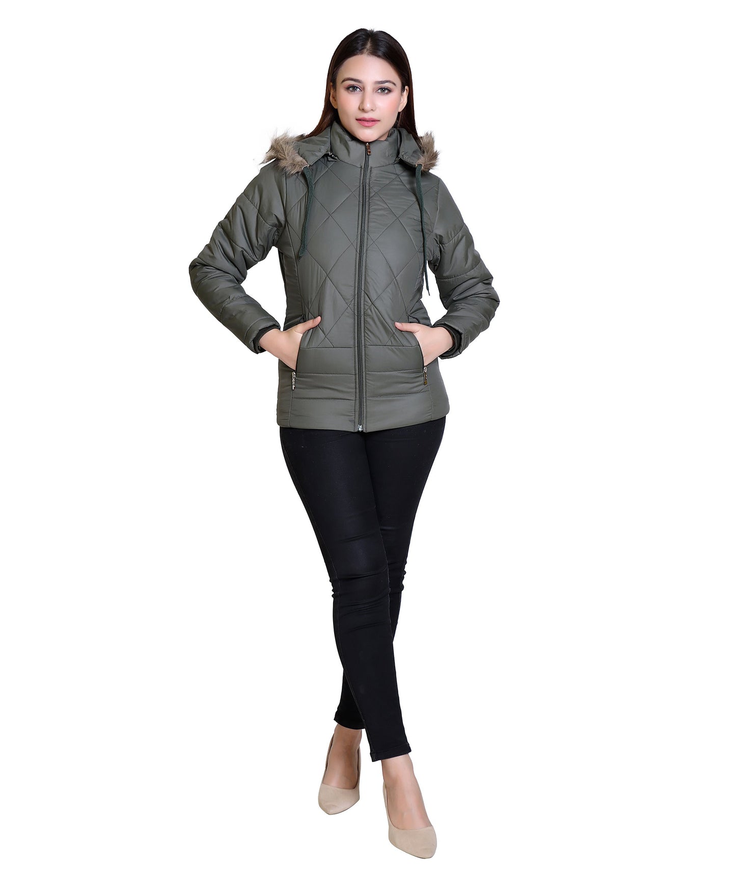 MR.JAWAN Women's Olive Jacket front view