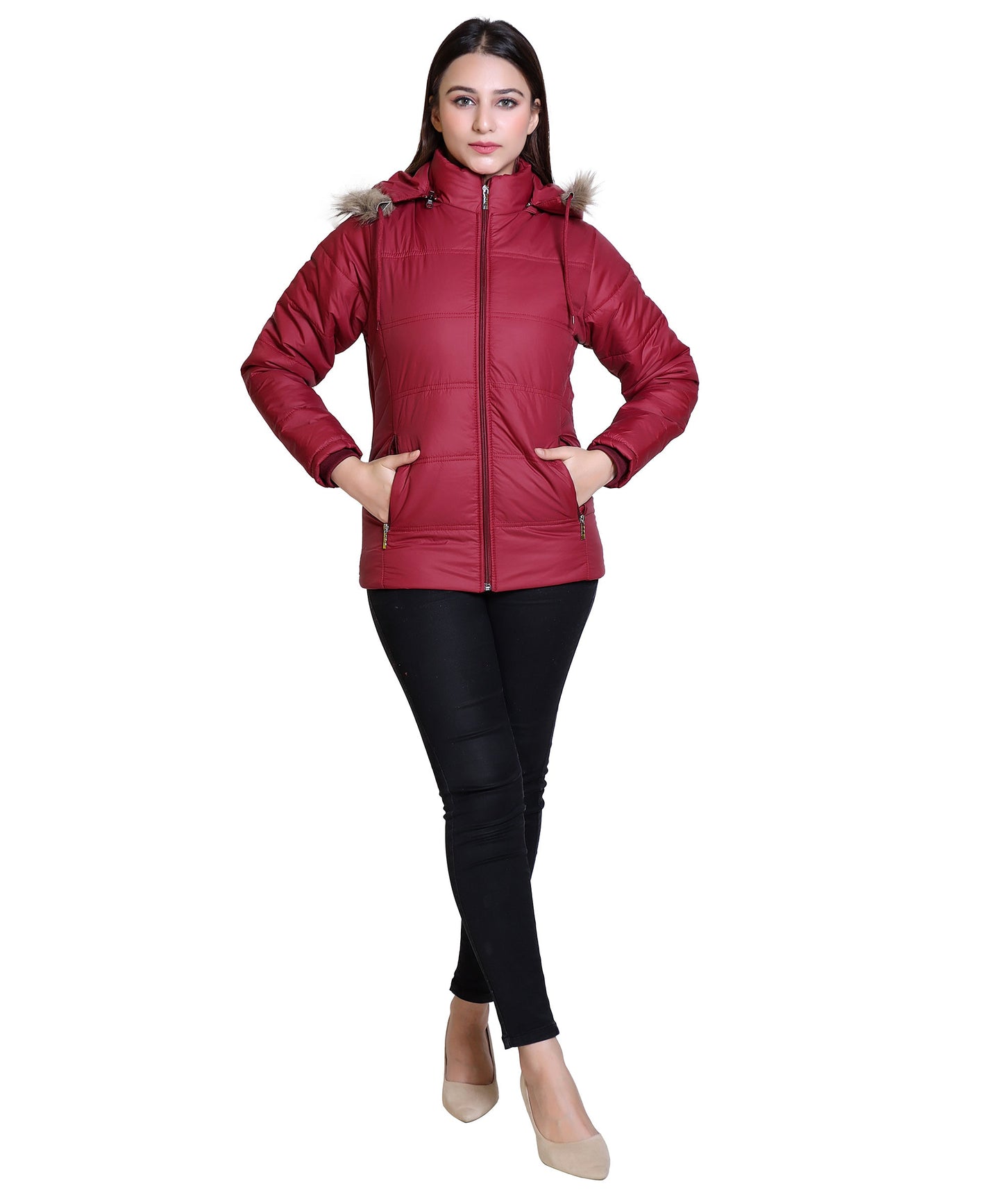 MR.JAWAN Women's Maroon Jacket front view