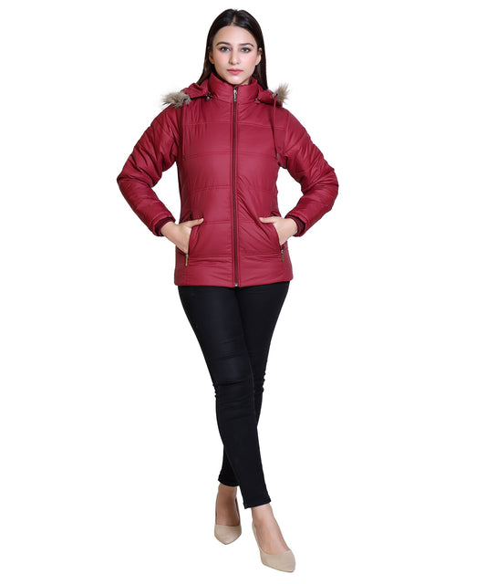 MR.JAWAN Women's Maroon Jacket front view