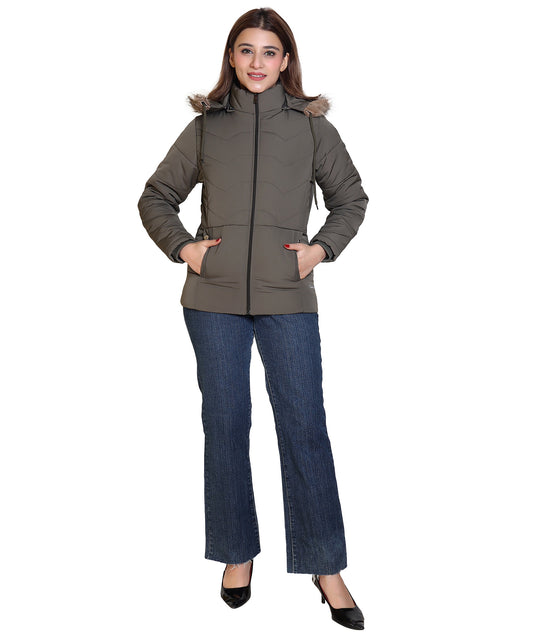 MR.JAWAN Women's Olive Jacket front view