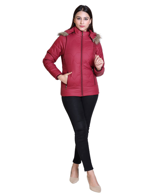 MR.JAWAN Women's Maroon Jacket front view