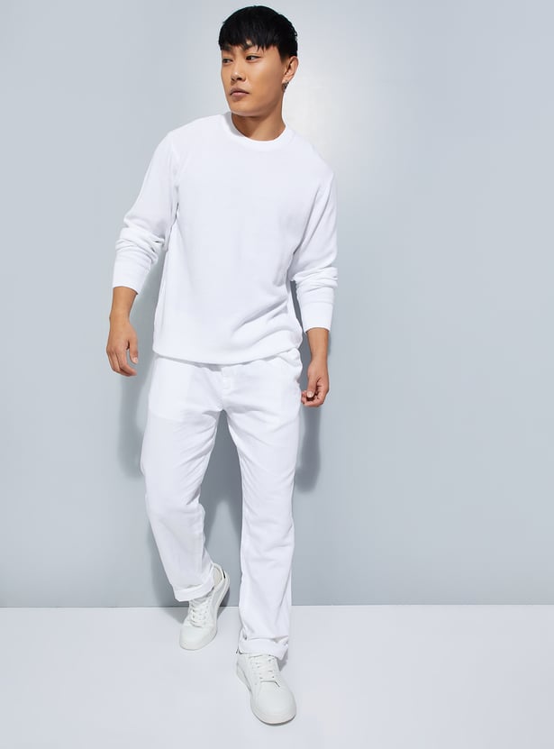 MR.JAWAN Men's White Knit Sweater front view